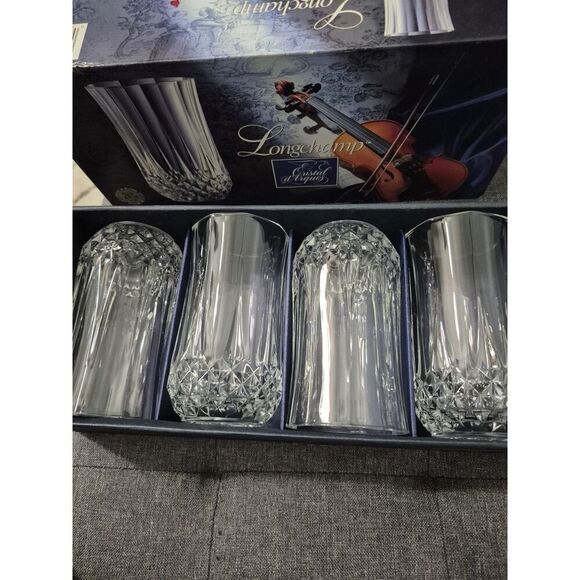 Cristal d'Arques Longchamp 24% Lead Crystal Tumblers Hi-ball Glasses Set Of 4. - Picture 3 of 7